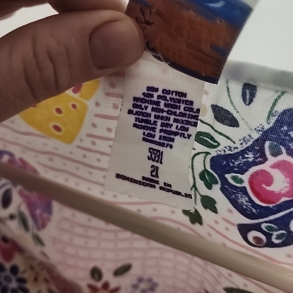 Vintage Tiger Lily Button Floral Vest Spring Sz 2x Lot Snap Bib Smock Cover 5591 - Picture 4 of 10